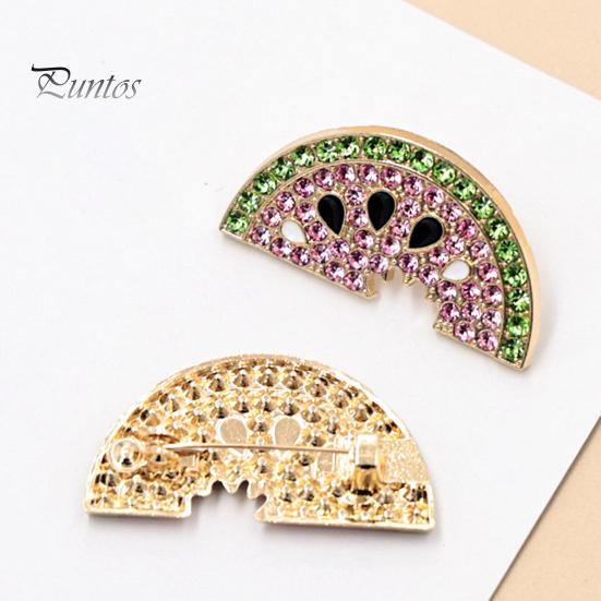 Watermelon Slice Brooch 1/2Pcs Rhinestone Brooch, Sparkling Fruit Lapel Pin, Sweater Shape Cardigan Coat Suits Accessories, Jewelry Gift for Women Pin