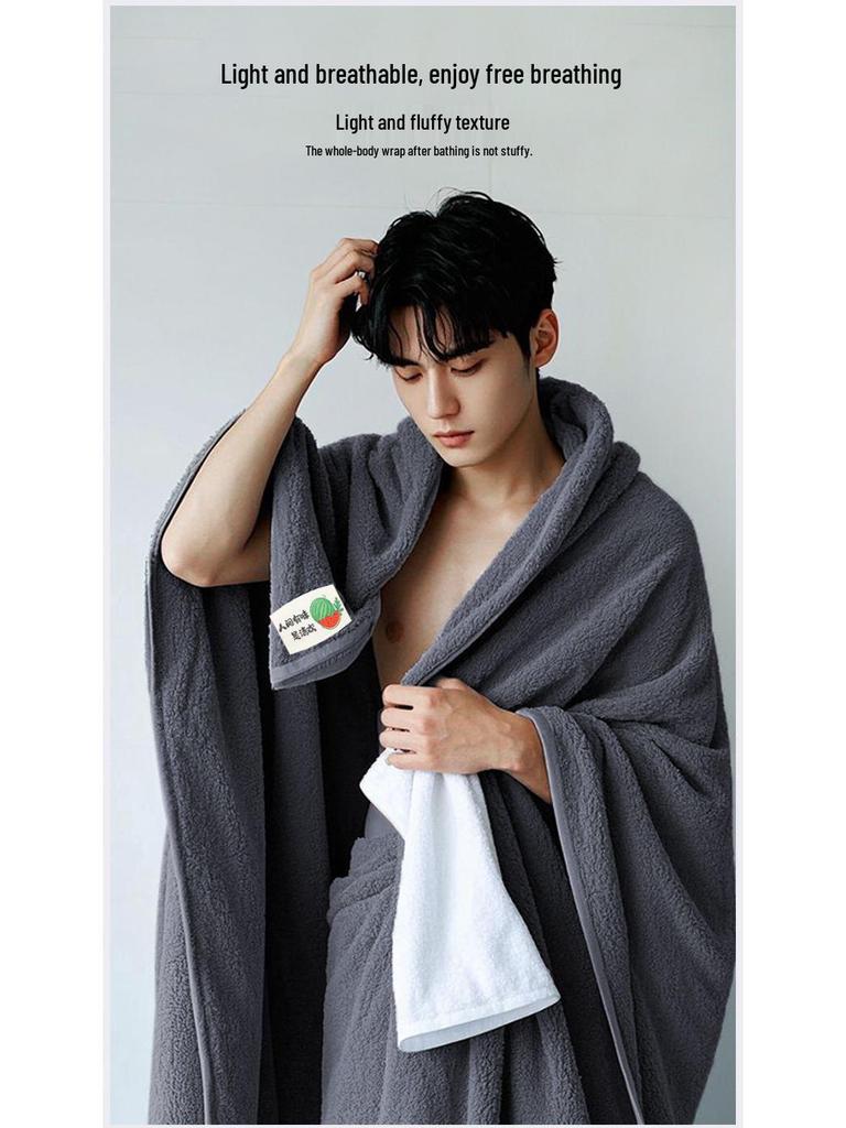Thickened Pure Cotton Quick-Dry Bath Towel for Adults - Soft, Absorbent, and Enlarged for Home or Dormitory Use