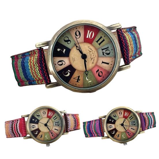 Женские часы с круглым циферблатом и указателем, регулируемый ремешок, анти-шок, винтажная декоративная застежка с пряжкой, женские часы в этническом стиле