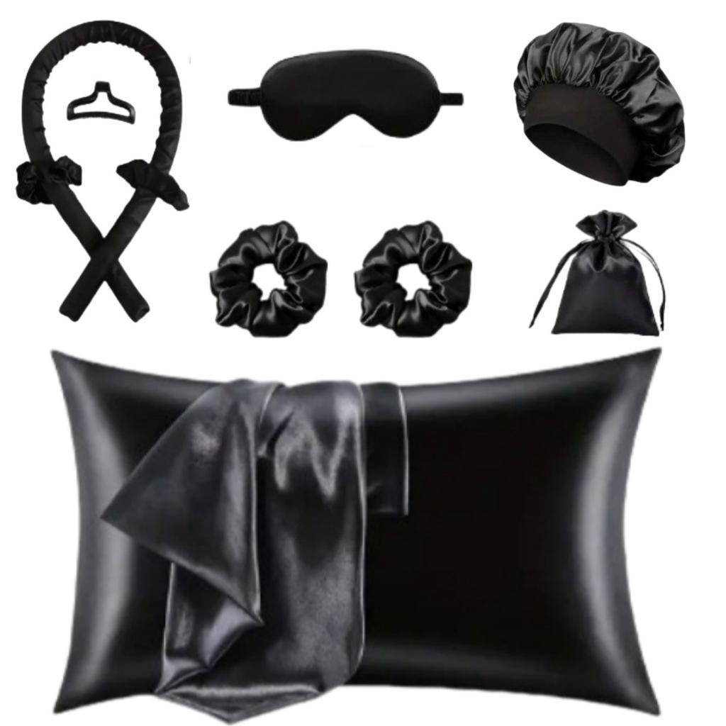 Lazy No-heat Curling Iron Combination Set, Curling Hair Artifact, Pillowcase, Eye Mask, Nightcap, Eye Mask Combination.
