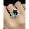 European and American High-End Luxury Simulated Emerald Tourmaline Necklace, Earrings, Ring, Female Bride Banquet Dress Elegant Set