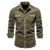 2026 Spring New Hight Quality Men Shirts Single Breasted Shirts Mens Shirt Business Casual Fashion Solid Corduroy Slim Fit Dress Shirts