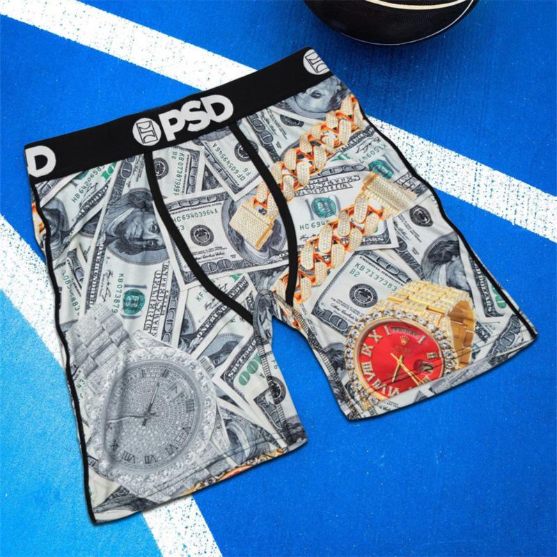 PSD Boxer Briefs Estampados Cómodos de Secado Rápido para Hombre de Línea Larga de Tiro Medio