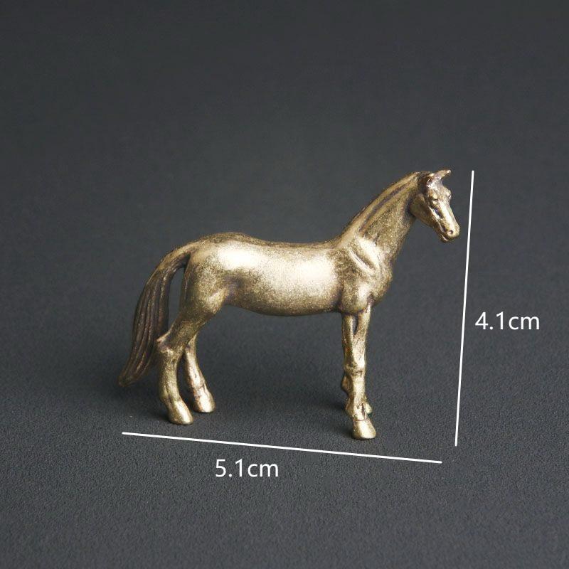 Brass Horse Figurine Sculpture, Animal Statue, Miniature Bronze Statue, Pure Copper Desktop Decoration