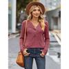 Autumn Women's Knitwear Solid Colour Pit Stripe Brushed Half Placket Button Up Long Sleeve Top