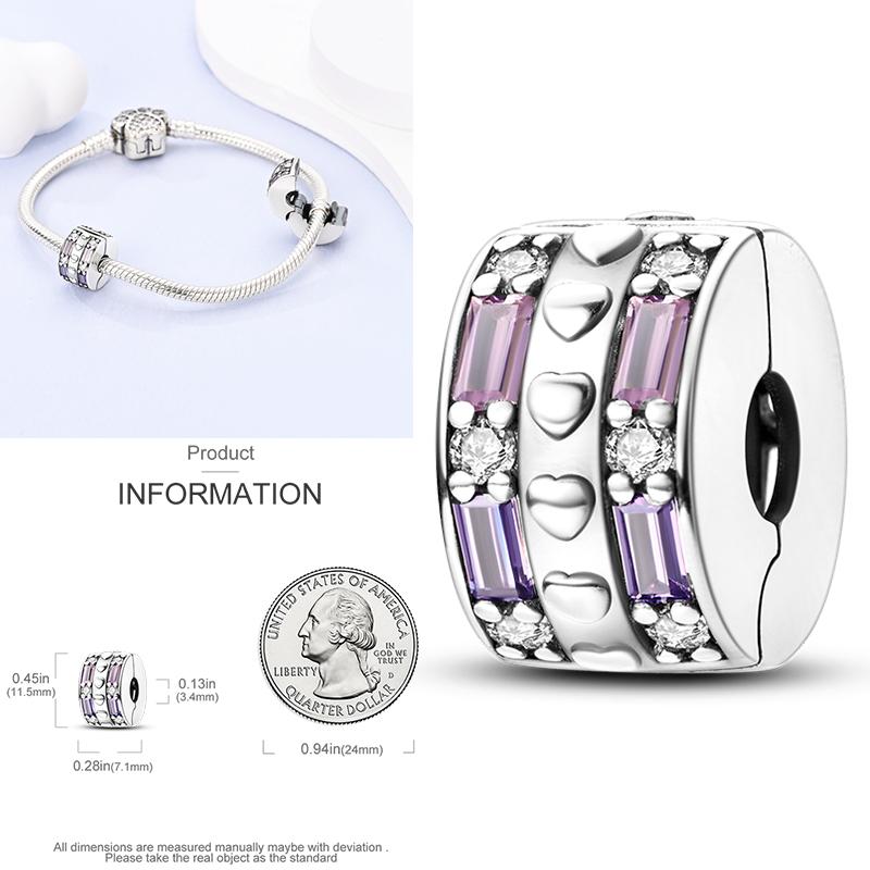 Cat Butterfly Daisy CZ Pave Clip Charm Bead Components Positioning Buckle Copper Metal Silicone Spacer Bead Components Compatible With Authentic