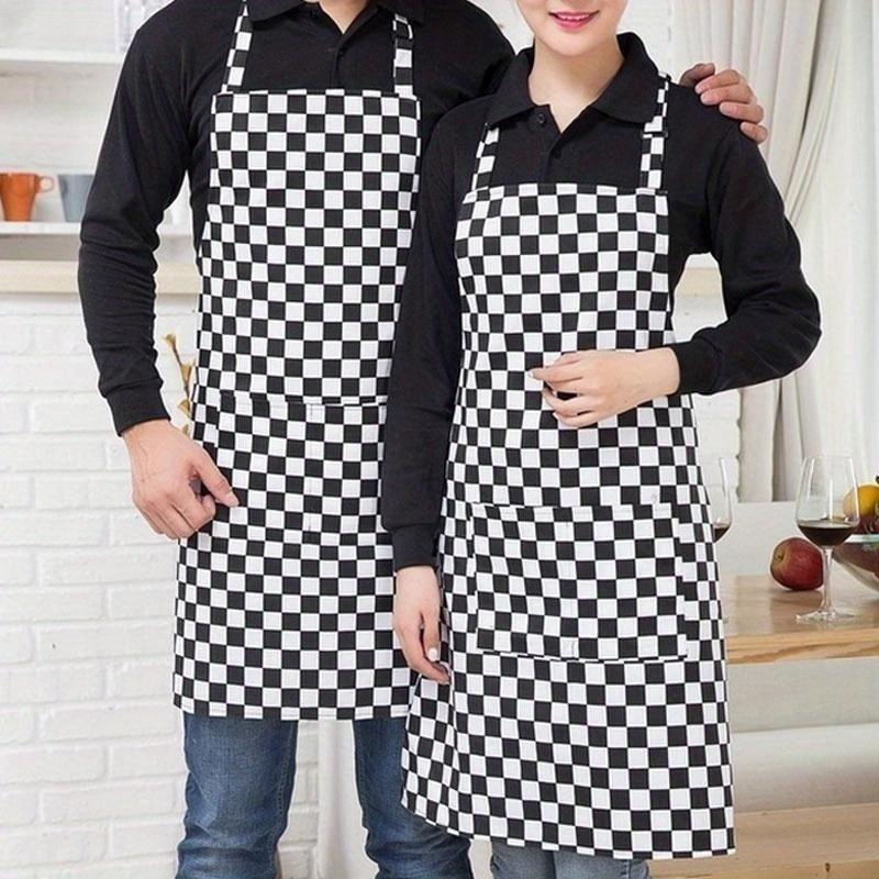 Damen Herren Kochen Verstellbare Halblange Schürze Gestreift Restaurant Koch BBQ Picknick Küche Kochschürze Mit 2 Taschen