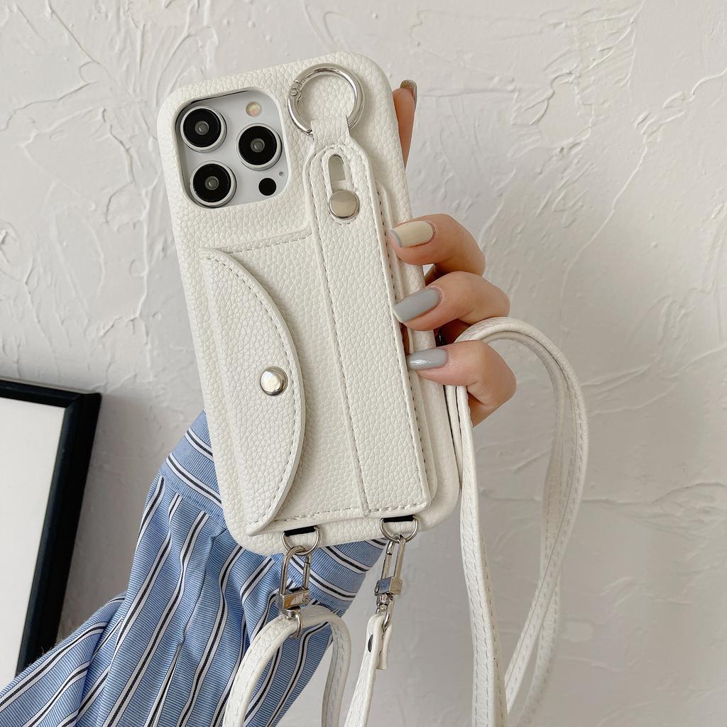 Handgelenkschlaufe Umhängeband Hülle für iPhone 13 12 Mini 15 14 11 Pro XS Max X XR 7 8 Plus Kartenhalter Brieftasche Lederhülle