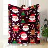 Christmas Santa, Reindeer & Candy Pattern Patterned Flannel Blanket Perfect for the Bedroom Living Room, Sofa, or a Little Nap