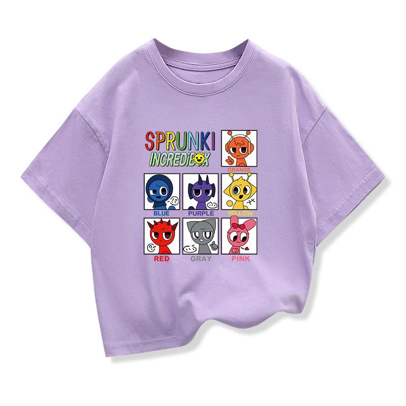 Summer Kids Game Incredibox Tshirt Cute Sprunki Cartoon Tops Baby Girls Spring O-Neck TeeChildren Short Sleeve Shirt Clothes