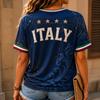 Women V Neck Short Sleeve Top with Themed Print Lettering Soccer Graphic Comfortable Fit T Shirt