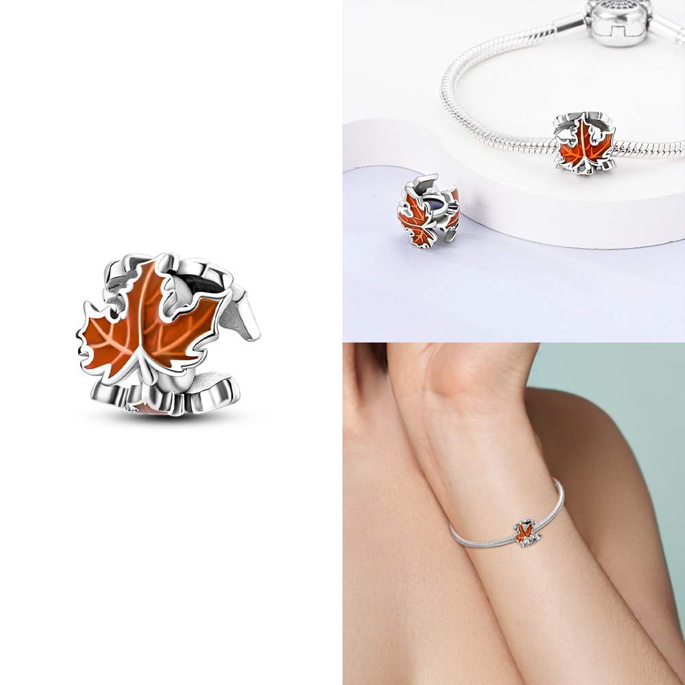 Autumn Harvest Series Squirrel Maple Leaf Pumpkin Copper Charms Pendants Fitoriginal Bracelets Diy Jewelry