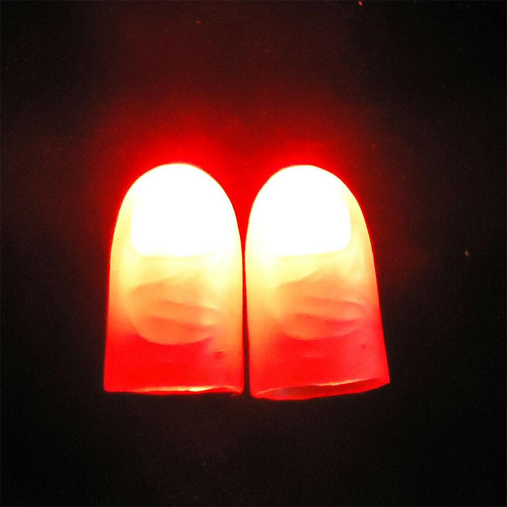 2/4PCS Magic Trick Fingers Thumbs featuring LED Battery Powered Magic Props Spooky Holiday Magic Trick Fingers Thumbs Playthings Designed For Child