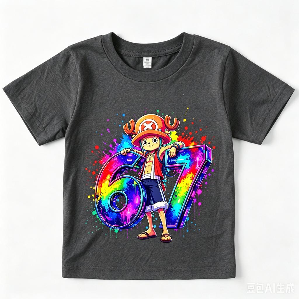 One Piece Tony Tony Chopper 67 Printed Cotton T Shirt Casual Short Sleeve Tee for Kids Boys Girls