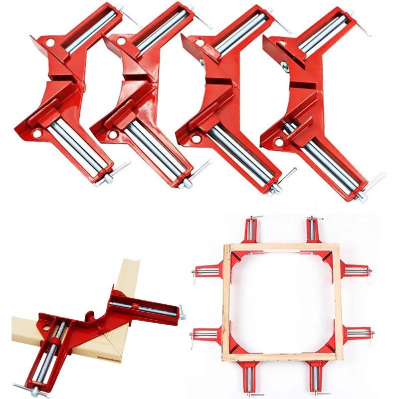 1/4 Pcs Heavy Duty 90 Degree Right Angle Clamps Adjustable Screw For Woodworking Picture Framing Diy