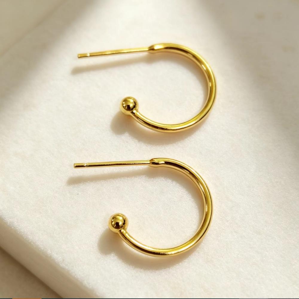 Gold-Plated S925 Sterling Silver C-Shaped Ear Hook - Fade-Resistant DIY Earring Material