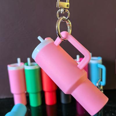 Mini Cup Keychain Cute Tumbler Key Ring Chapstick Holder Keychain Mini Keychain Pendant for Stanley Water Bottle Accessories