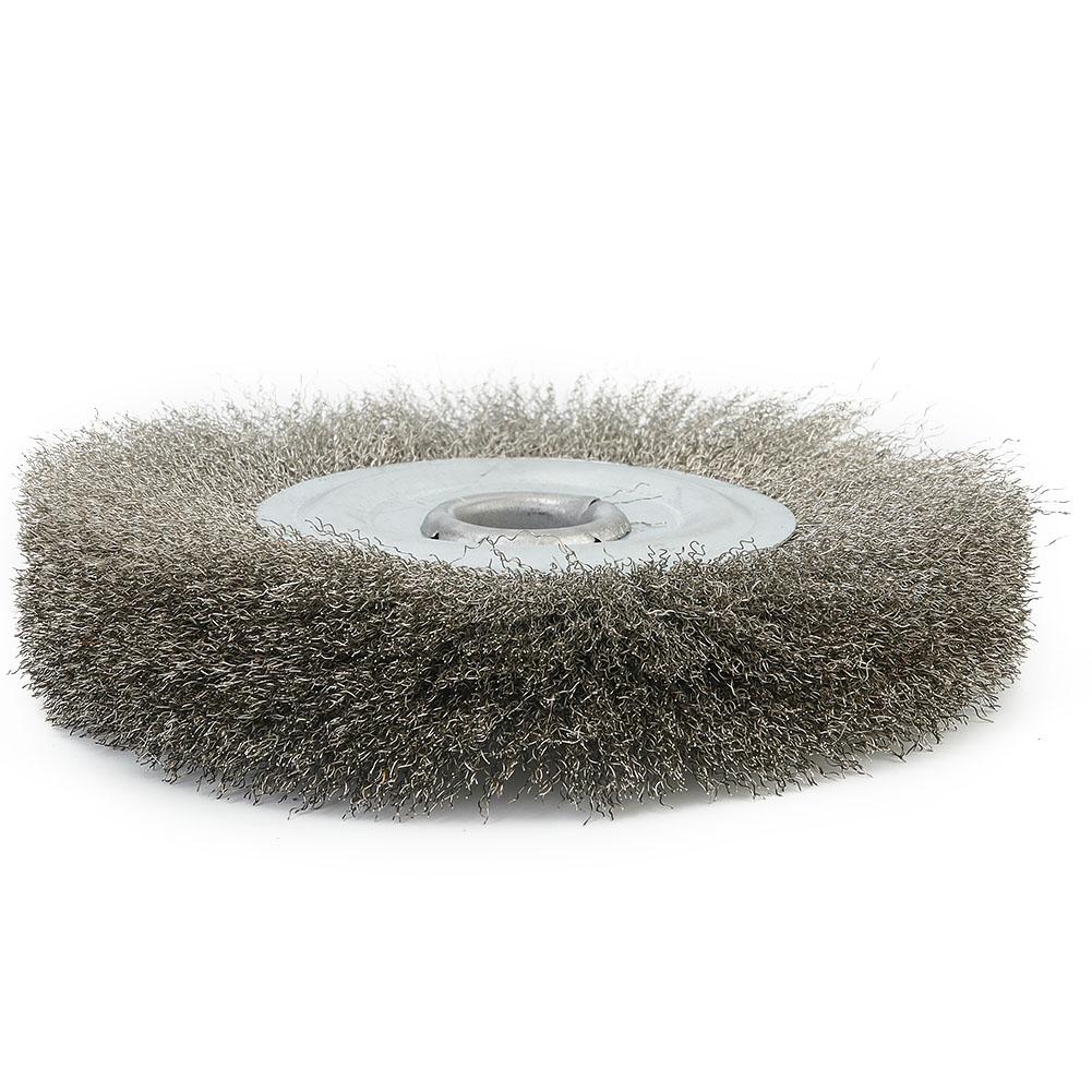 Stainless Steel 5 Inch Crimped Wire Wheel Brush 16mm Hole for Bench Grinder Excellent for Edge Blending and Finishing