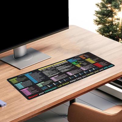 Cheat Sheet Desk Pad Mat Rectangle Large Keyboard Word/ Shortcuts Mousepad for Home