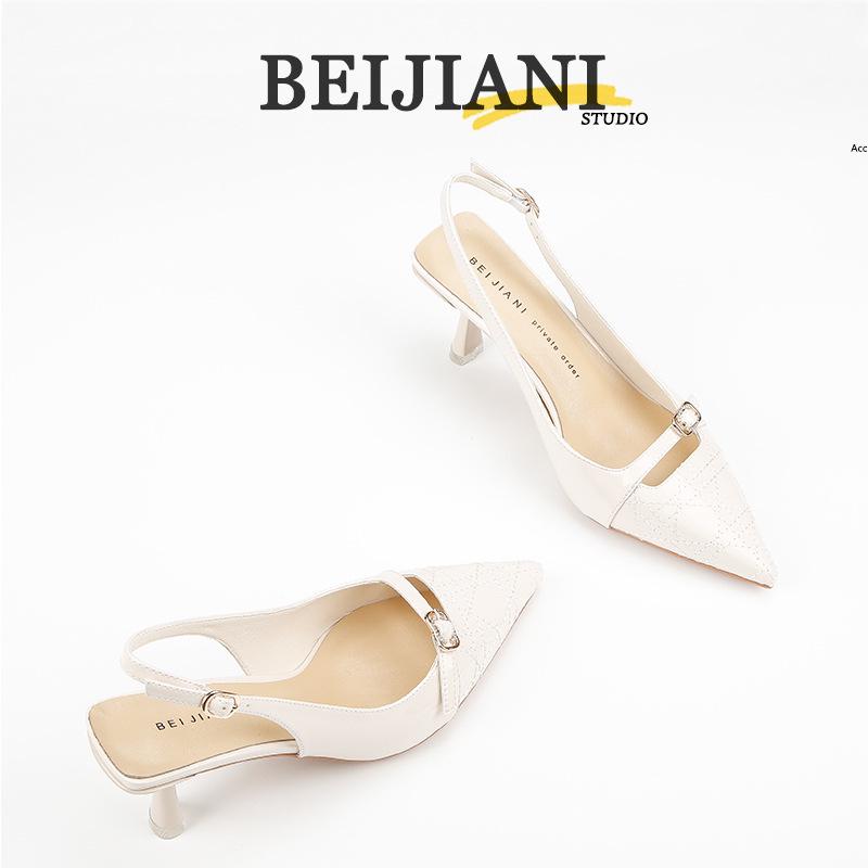 BEIJIANI Damen Spitz zulaufende Stiletto-High-Heel-Sandalen mit Riemen hinten aus Lackleder