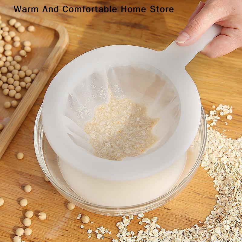 1Pcs Fine Mesh Food Strainer With Handle And Effective Residue Filtration For Homemade Soy Milk Juice Oat Milk Home Kitchen Use