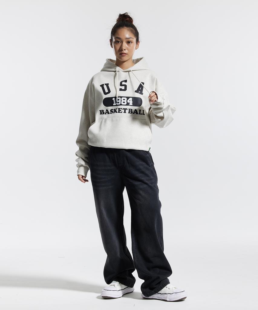 CREAM SODA LAB Basic Washed Wide Elastic Denim Pants Black