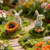 Lapin de Jardinage Miniature en Résine Mignon Mini Figurine de Lapin Décoration Lapin de Pâques pour Maison de Poupées Cour Jardin Féerique