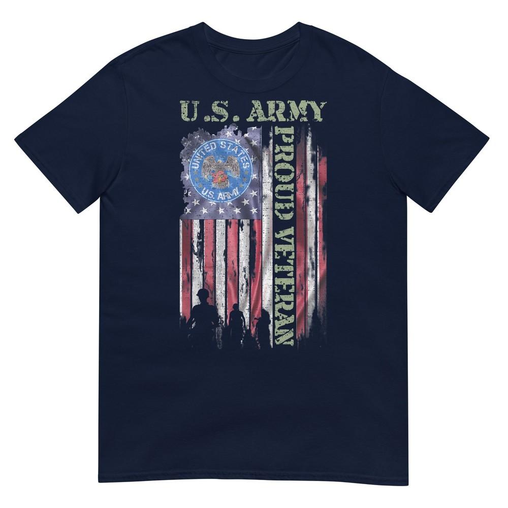 Vintage Usa American Flag Us Army Proud Veteran Military TShirt S