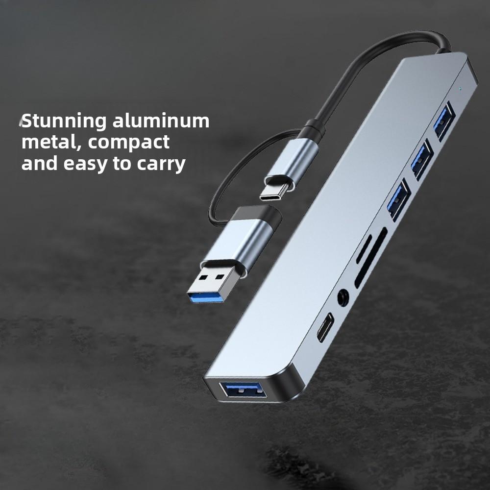 8 in 1 USB C Hub with TF SD Card Reader PD Port for Laptop Type C Dock
