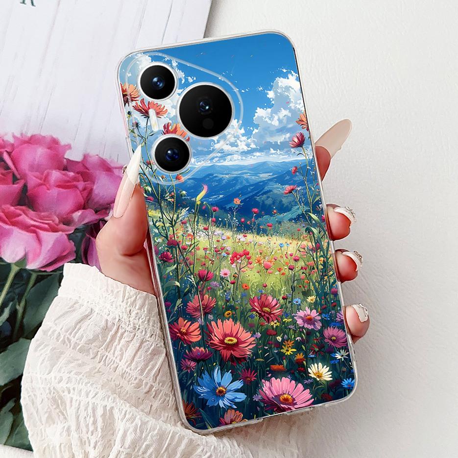 For Huawei Pura 70 Pro Plus Case Colorful Flower Painted Cover Soft Slim Phone Case For Huawei Pura 70 Ultra Pura70 Pro 5G Shell