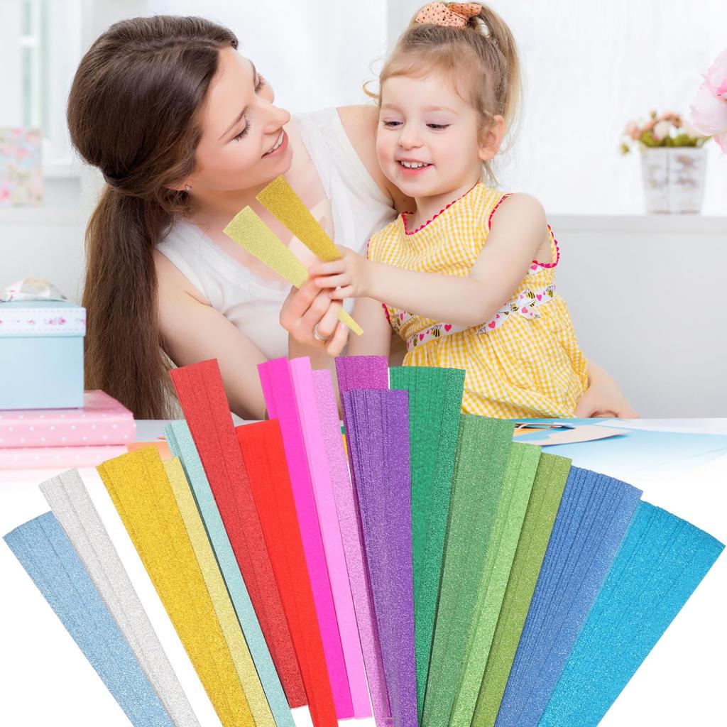 EXCEART 720 Sheets Origami Star Paper, Glitter Origami Star Sheets, Packaged DIY Paper Folding, Tanzaku, Lucky Star Decorations for Kids DIY Crafts