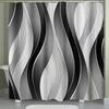 1pc Black And White Wavy Line Pattern Shower Curtain Made of Polyester for Bathroom Decoration And Accessories, Printed Curtai