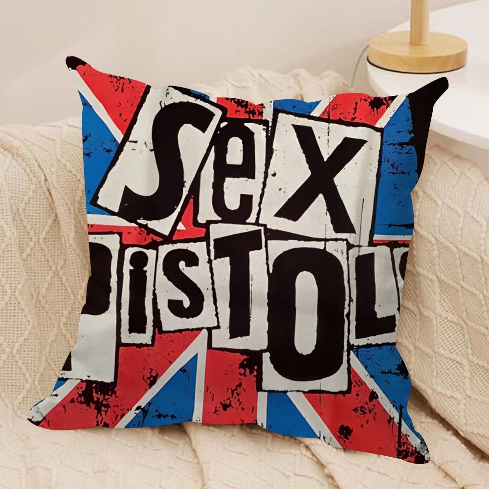 S-Sex pistols Rocková kapela Povlak na polštář Měkký plyš Oboustranně potištěný Polštář na pohovku Povlak na polštář | Útulná celoroční dekorace Dárek