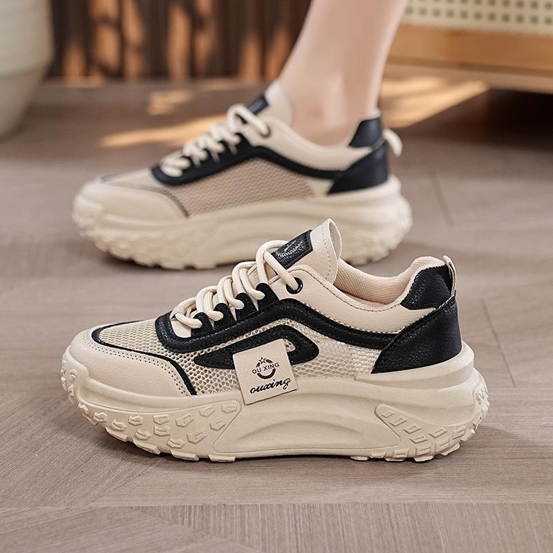 Atmungsaktive Mesh-Damenschuhe erhöhen 5CM Sommer dünne Dad-Schuhe modische vielseitige Plateau-Sport-Freizeitschuhe