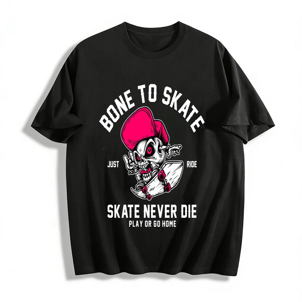 Skull Skateboard Graphic Tee Cool Street Style Casual Top Pure cotton T-shirt XXS