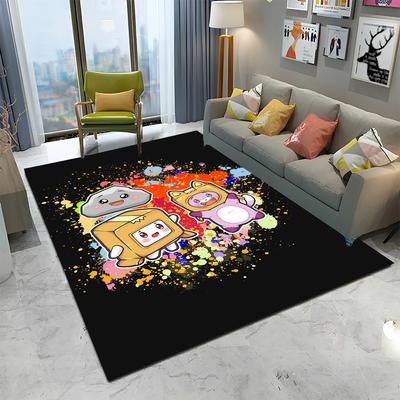 Fröhlicher Foxy Boxy und Rocky Lankybox Teppich für Zuhause Wohnzimmer Schlafzimmer Sofa Fußmatte Dekor, Kinderteppich rutschfeste Bodenmatte