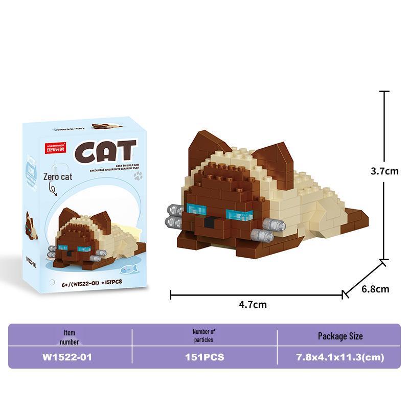 Lele Brothers Micro-Particle Building Blocks Orange Cat Model - Compatible with Lego Educational Toy for Kids