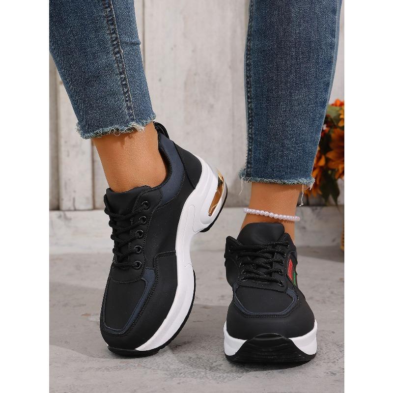 Women's Spring Lace-Up Thick-Soled Casual Sports Shoes, European Style Comfortable Footwear, Available In Large Sizes.