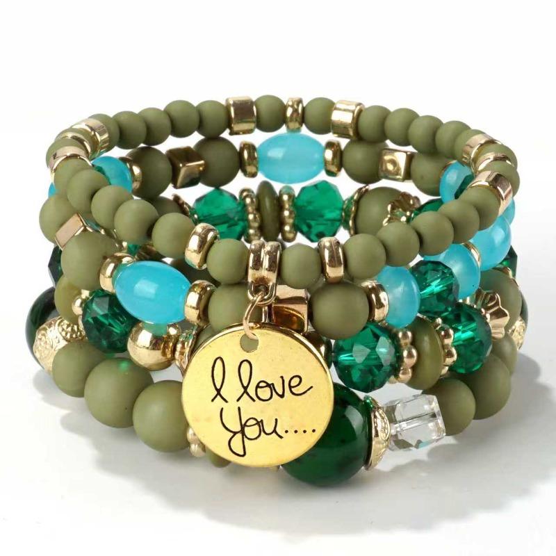 Bohemian bracelet creative tassel multi-layer beaded bracelet