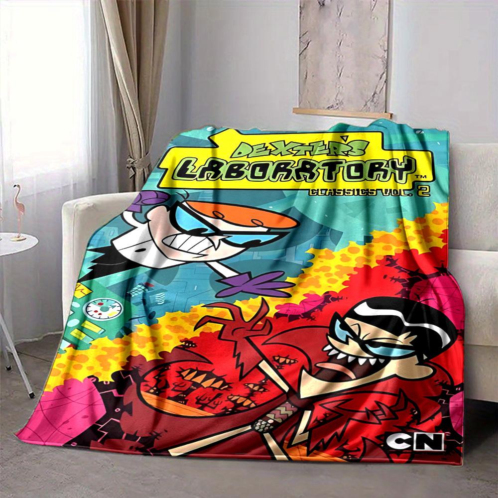 1pc Dexter's Laboratory Classics Cozy Print Blanket Lightweight Warm Flannel Throw Blanket For Sofa, Bed, Living Room