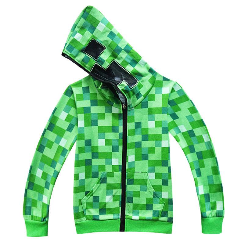 Kids Boys Girls Green Game Long Sleeves Zipper Jacket Coat Pants Sets Halloween Cosplay Costumes Role Play Outfit