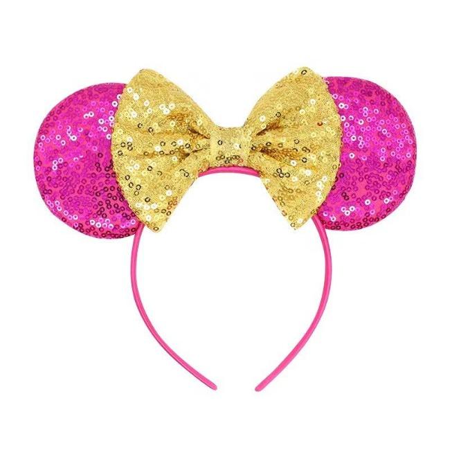 Silver Shinny Mouse Ears Headband For Girls Shinny Sequin Bow Hairband Festival Party Cosplay DIY Hair Accessories