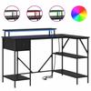 Desk with Shelf Black Oak Effect 120 X 79 X 86.5 Cm