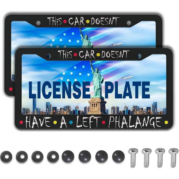 License Plate Frames Black and White License Plate Cover Kitty Cat Pawprints Aluminum Metal Car Accessory 2 Pack with Screw Covers Set LEFT PHALANGE