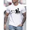 Men' Summer Short Sleeve T-Shirt with Letter '' Print - Casual Round Neck Breathable Top, Regular Fit , Versatile for Casual & -Casual Wear