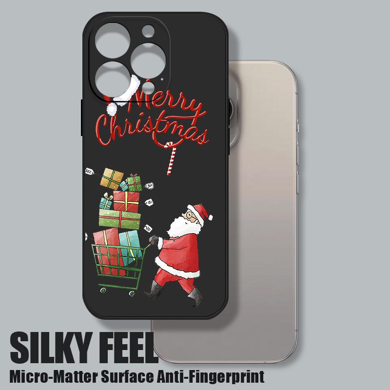 Cute Santa Claus Pattern TPU Soft Silicone Case For iPhone 17 Pro Max 16E 16 15 14 13 Pro Max 12 Pro 11 Shockproof With Lanyard Phone Cover Fundas