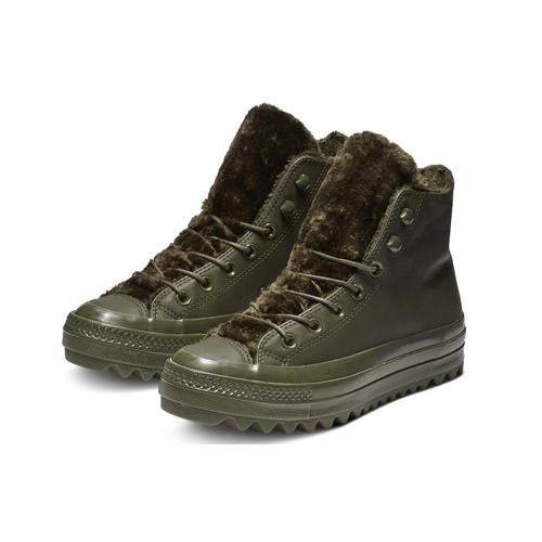 Converse Ctas Lift Ripple Hi High Top Canvas Shoes Women's Army Green 562425c