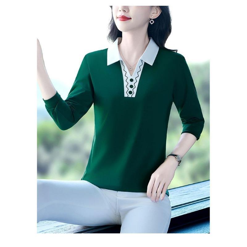 Clearance Clearance Fashion Trend Versatile Design High-end Western Style Sports Lapel Long-sleeved T-shirt