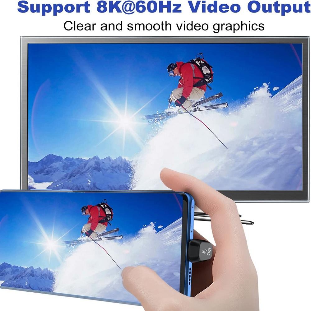 2 Pcs USB Type C to C Male to Female 180° U-Shaped Adapter 40Gbps Date Transfer