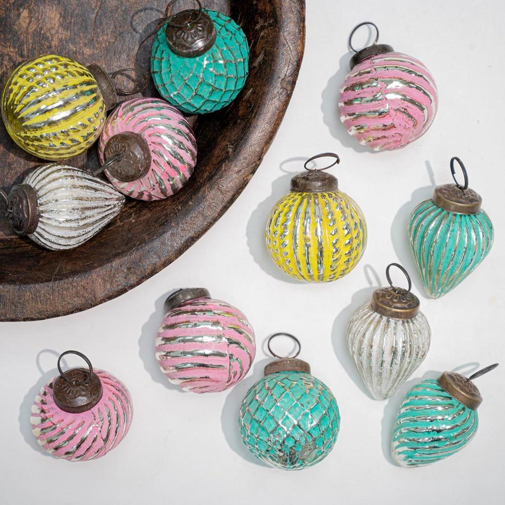 12 Vintage Christmas Ornaments Multi Glass Unique Large Ornaments for Christmas Tree, Halloween, New Year, Valentine Day